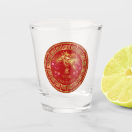 Vaso De Chupito Tigre zodiaco chino rojo/dorado ID542