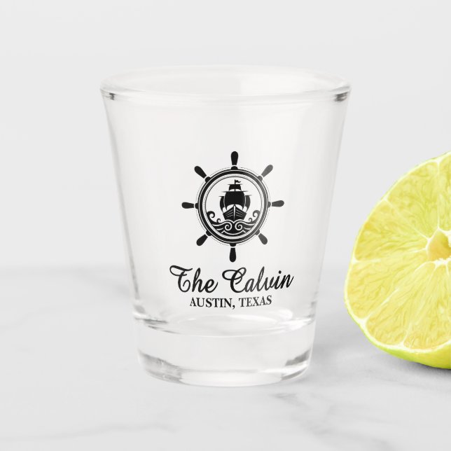 Vaso De Chupito Timón de barco recuerdo (Anverso)