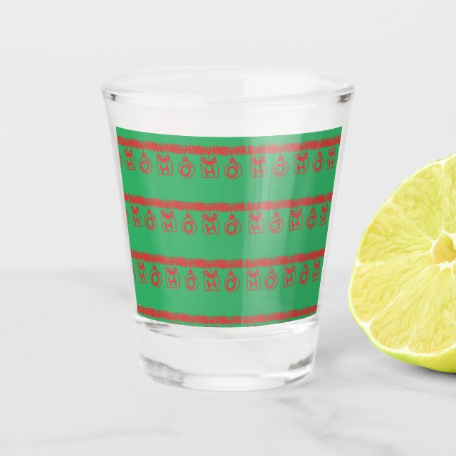 Vaso De Chupito Tinsel HO HO Rojo (Anverso)