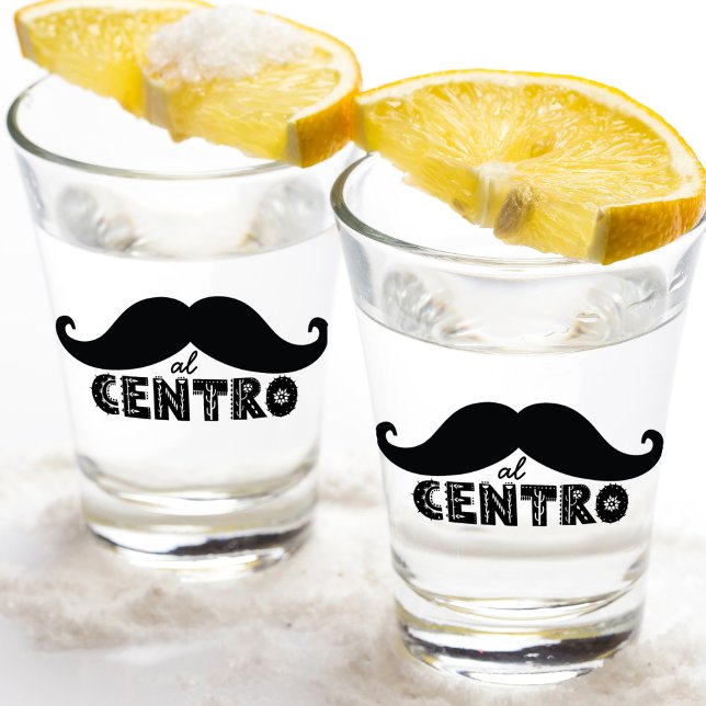 Vaso De Chupito Tipografía de bigote mexicano de Al Centro Guay (Arriba, abajo, al centro y adentro!  This shot glass is the perfect way to get the party started!)