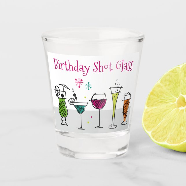 Vaso De Chupito Tipografía de cumpleaños bebe cócteles de alcohol  (Anverso)