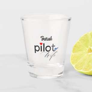 Vaso De Chupito Tipografía de esposas piloto y avión simple, Minim