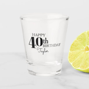 Vaso De Chupito Tipografía de Guay Feliz 40 cumpleaños con nombre
