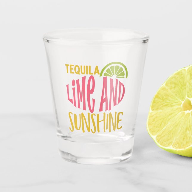 Vaso De Chupito Tipografía de Tequila Lime y Sunshine (Anverso)