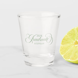 Vaso De Chupito Tipografía elegante de guión verde salado