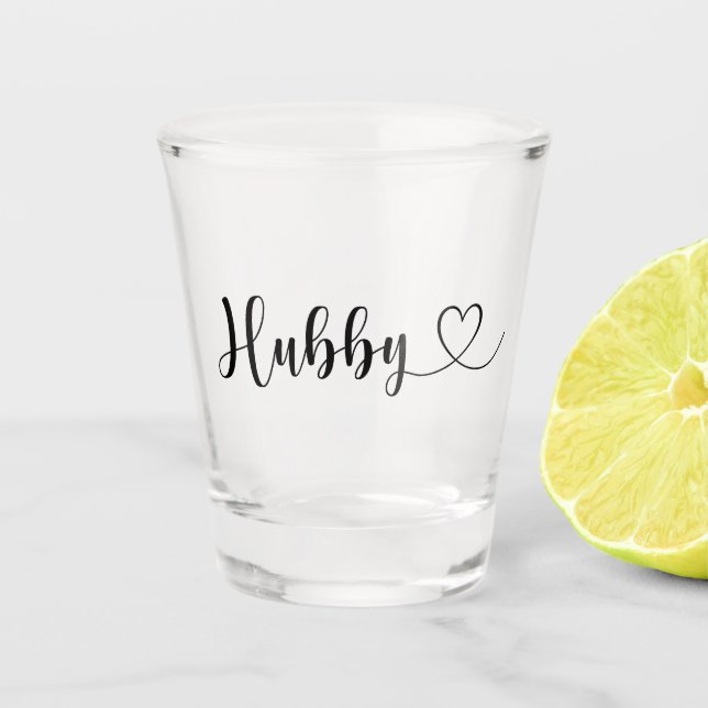 Vaso De Chupito Tipografía hubby con corazón (Anverso)