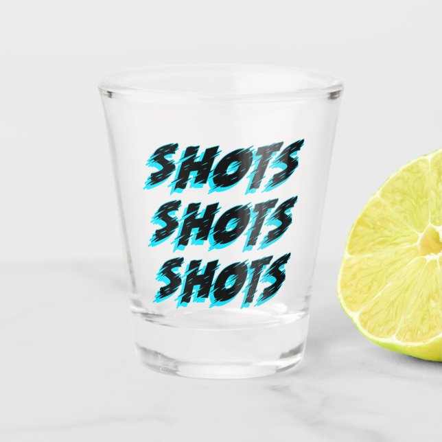 Vaso De Chupito Tiros Tiros Tiros Azul (Anverso)