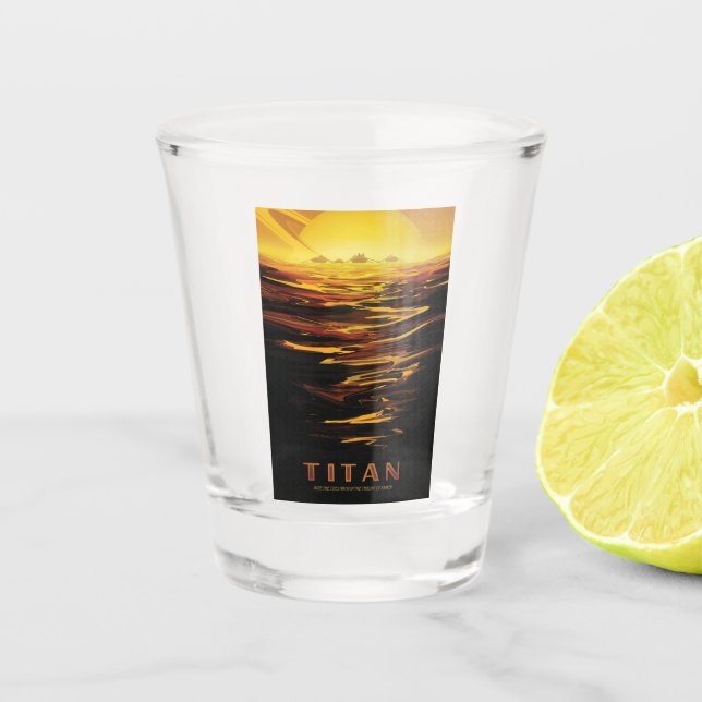Vaso De Chupito Titán mayor luna del planeta Saturno (Anverso)