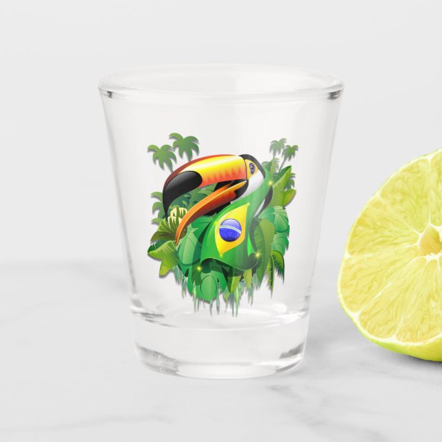 Vaso De Chupito Toco Toucan con bandera de Brasil (Anverso)