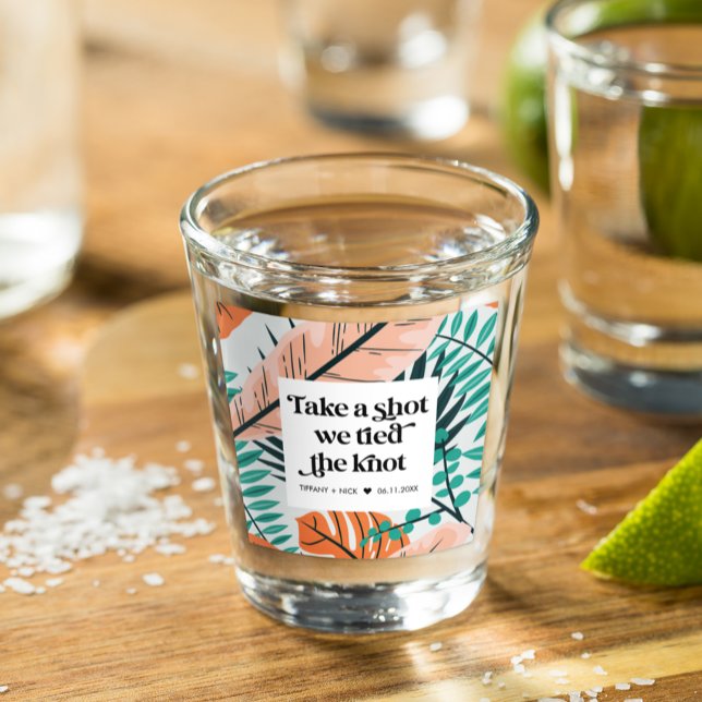 Vaso De Chupito Toma un tiro Tropical Beach Wedding Favor (Take a Shot Tropical Beach Wedding Favor Shot Glass)