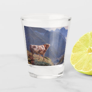 Vaso De Chupito Toro en los Alpes (por Eugène Burnand)