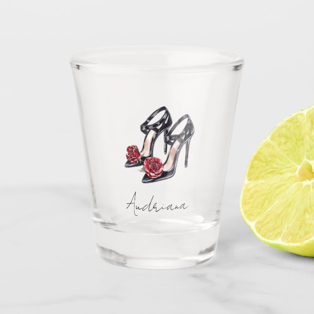 Vaso De Chupito Toros altos rojos de Borgoña Negra (Anverso)