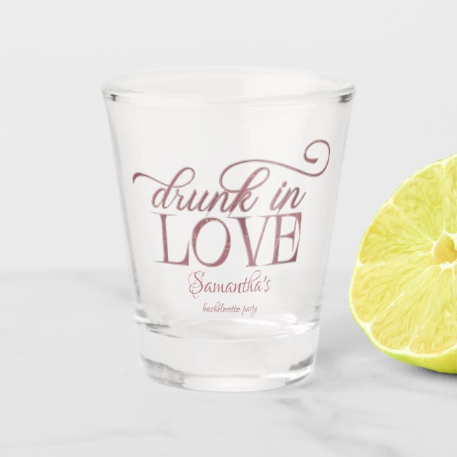 Vaso De Chupito Torre de champán Borracha de Amor Rosa Despedida d (Anverso)