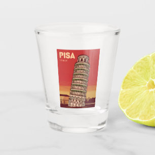 Vaso De Chupito Torre de Pisa Retro Escenaria de Viajes Vintage