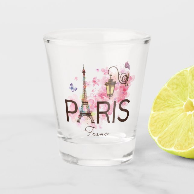 Vaso De Chupito Torre Eiffel de París y lámpara (Anverso)