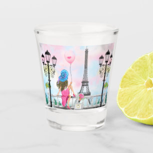 Vaso De Chupito Torre Eiffel de vidrio caliente de París mujer con