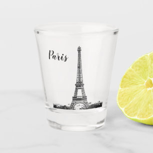Vaso De Chupito Torre Eiffel en blanco y negro