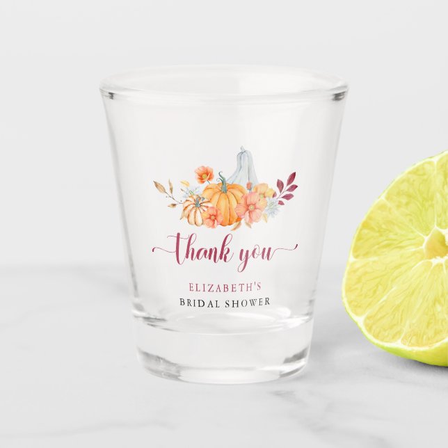 Vaso De Chupito Torta de bodas de otoño elegante calabaza enamorar (Anverso)