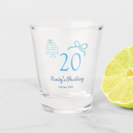 Vaso De Chupito Torta de lazo azul pastel retro nombre fecha cumpl
