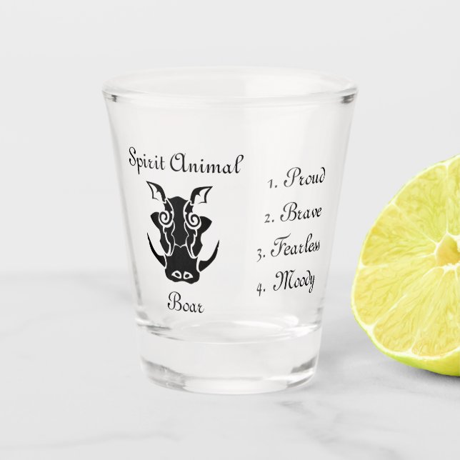 Vaso De Chupito Tótem Espíritu Animal Tribal Cabeza de jabalí (Anverso)