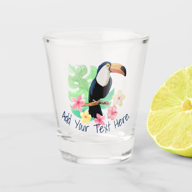 Vaso De Chupito Toucan Con Flores Tropicales (Anverso)