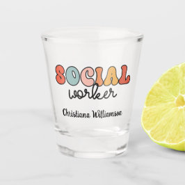 Vaso De Chupito Trabajador social retro personalizado