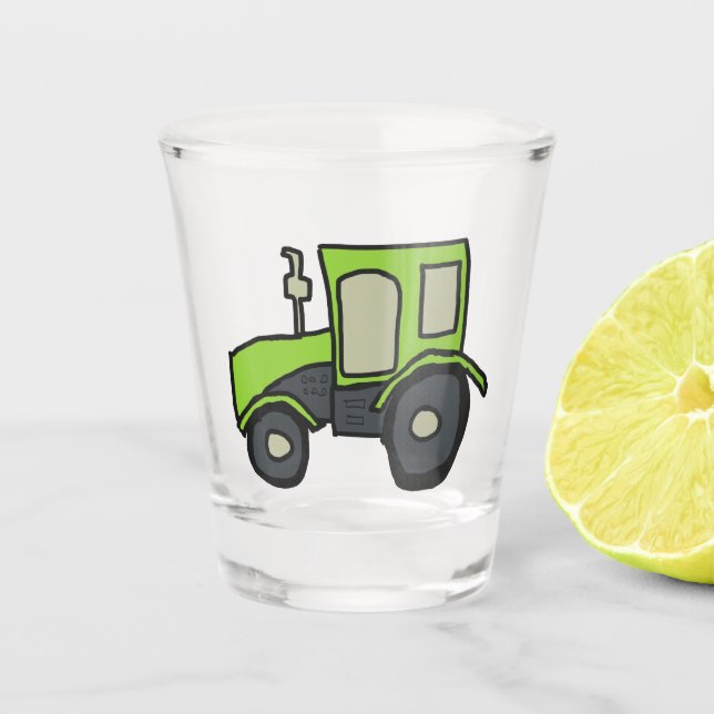 Vaso De Chupito Tractor de granja verde (Anverso)