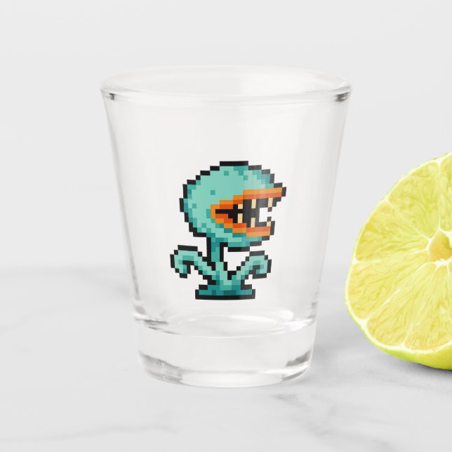 Vaso De Chupito Trampa voladora retro de 8 bits (Anverso)