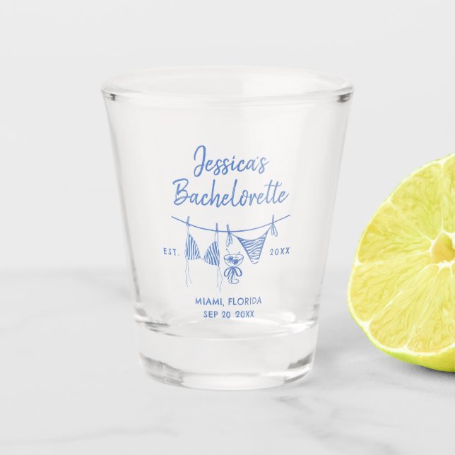 Vaso De Chupito Trazos a Mano Bikinis Fin de Semana de Despedida d (Anverso)