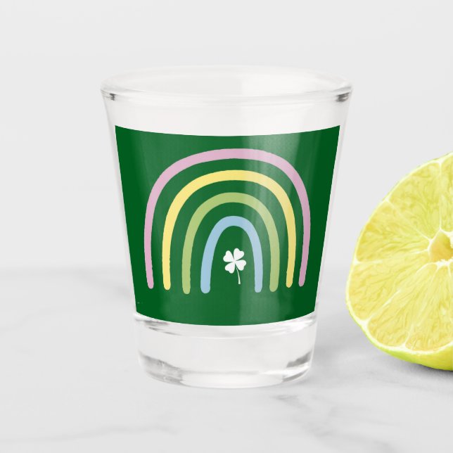Vaso De Chupito Trébol de Cuatro Hojas Arcoíris Día de San Patrici (Anverso)
