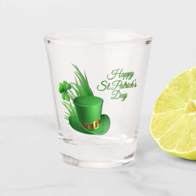 Vaso De Chupito Trébol verde con Leprachaun (Anverso)
