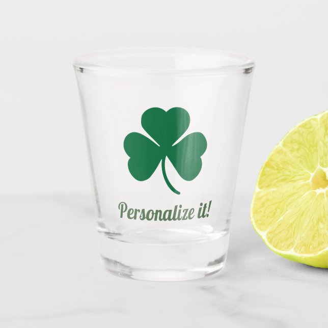 Vaso De Chupito Trébol verde con su nombre (Anverso)