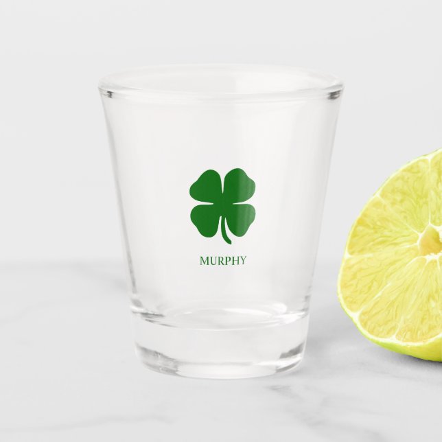 Vaso De Chupito Trébol verde personalizado (Anverso)