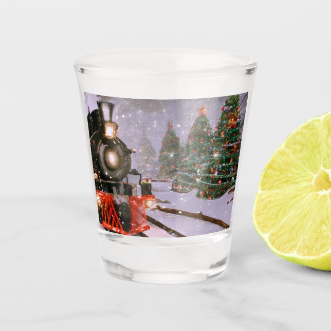 Vaso De Chupito Tren forestal de árboles de Navidad (Anverso)