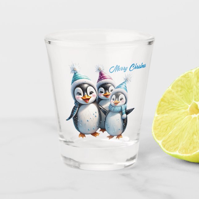 Vaso De Chupito Tres adorables pingüinos (Anverso)