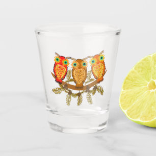 Vaso De Chupito Tres lindos búhos