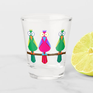 Vaso De Chupito Tres loros personalizados de ojos grandes