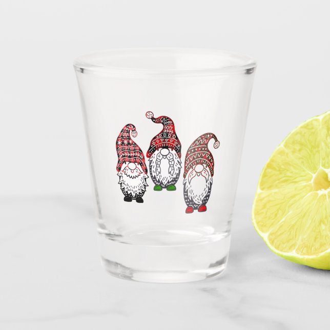 Vaso De Chupito Tres Navidades Gnomes Plaid Design | NAVIDADES (Anverso)
