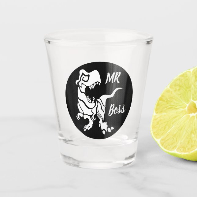 Vaso De Chupito Trex blanco el jefe Dino (Anverso)