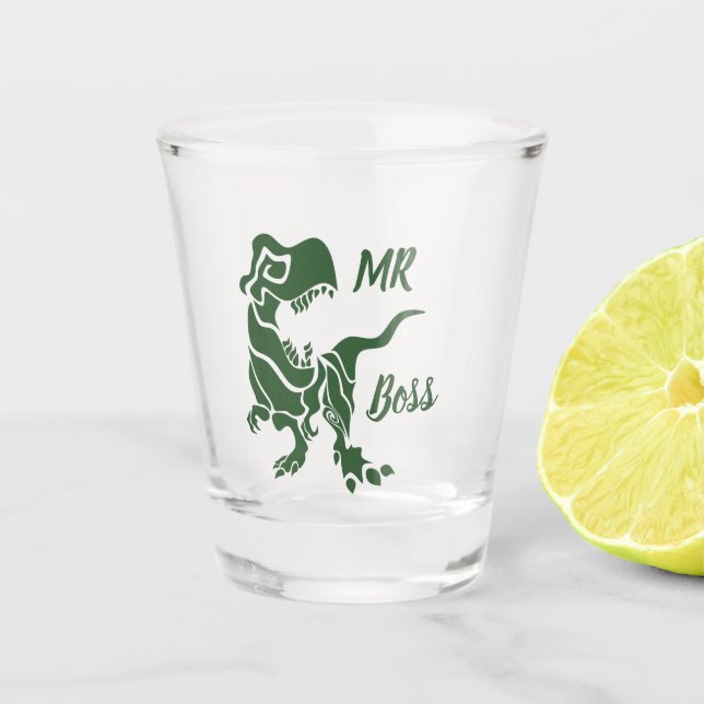 Vaso De Chupito Trex verde al jefe Dino (Anverso)