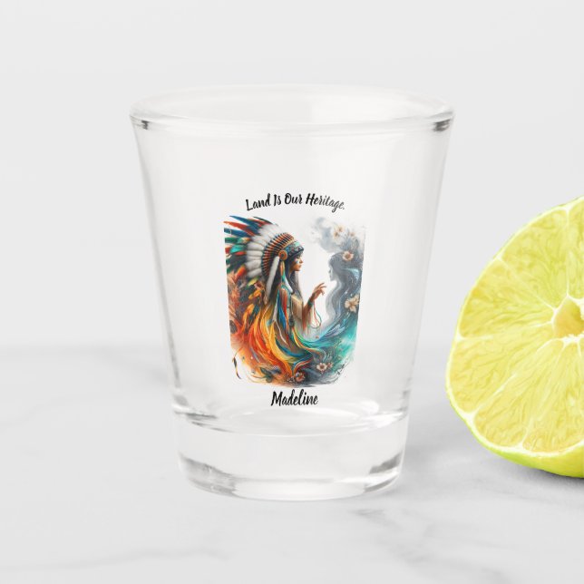 Vaso De Chupito Tribal indígena nativo de flaúo (Anverso)