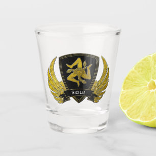 Vaso De Chupito Trinacria siciliano en oro su texto