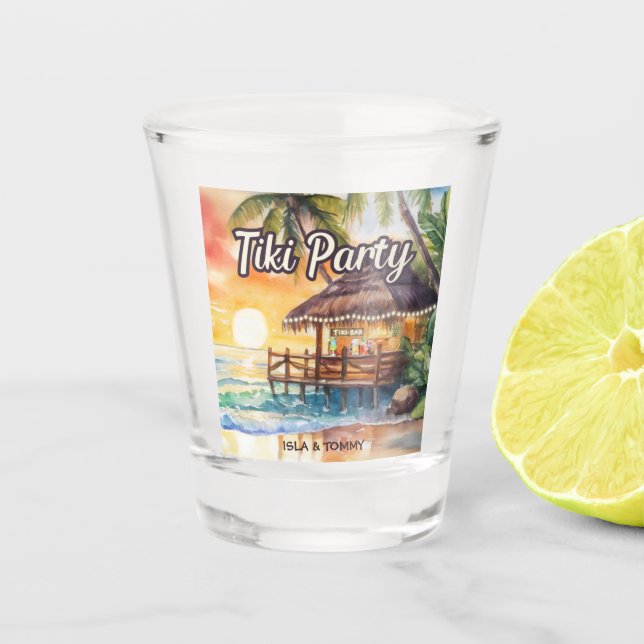 Vaso De Chupito Tropical Beach Tiki Bar Wedding Shower (Anverso)
