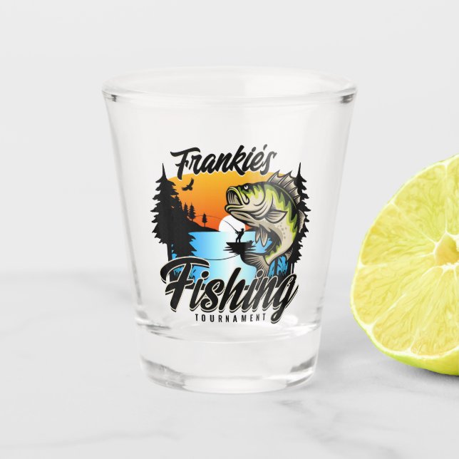Vaso De Chupito Trucha de pescador de pesca personalizada (Anverso)