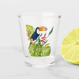 Vaso De Chupito Tucán Colorido Acuarela Pájaro Tropical