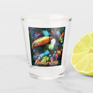 Vaso De Chupito Tucán Pájaro Abstracto Caprichoso Personalizado