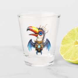Vaso De Chupito Tucán steampunk iluminado por la luna.