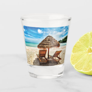 Vaso De Chupito Tumbonas en la playa