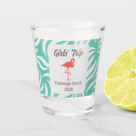 Vaso De Chupito Turquoise Blue Tropical Flamingo Foliage Vacation