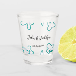 Vaso De Chupito Turquoise blue wedding couple name date flstylish